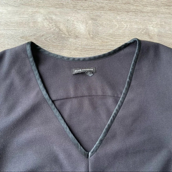 Club Monaco V Neck Satin  Trim Blouse - Picture 5 of 16